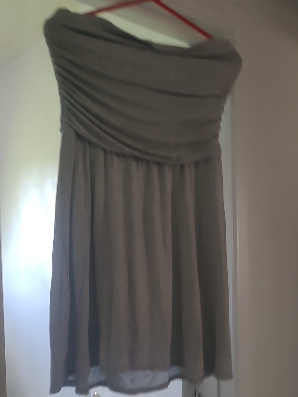 SO Strapless Gray Ruched Bodice Dress